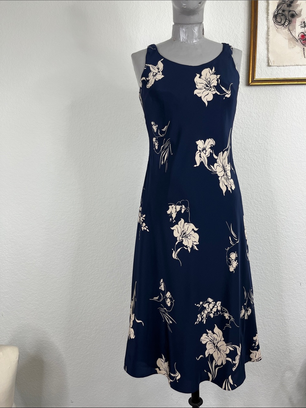VTG LRL Silk Biased Cut 90s Floral Midi Panel Dress